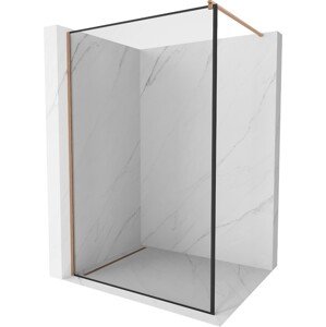 MEXEN/S Kioto Sprchová zástěna WALK-IN 140 x 200, černý vzor 8 mm, měď kartáčovaná 800-140-101-65-70