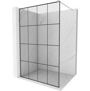 MEXEN/S Kioto Sprchová zástěna WALK-IN 140 x 200, černý vzor 8 mm, nikl kartáčovaná 800-140-101-97-77