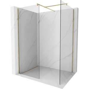 MEXEN/S Kioto Sprchová zástěna WALK-IN 110 x 75 cm, transparent, zlatá 800-110-202-50-00-075