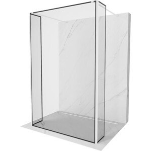 MEXEN/S Kioto Sprchová zástěna WALK-IN volněstojící 90 x 30 x 30 cm, černý vzor, bílá 800-090-030-222-20-70-030