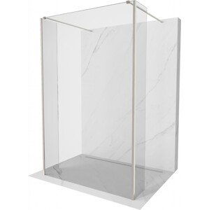 MEXEN/S Kioto Sprchová zástěna WALK-IN volněstojící 95 x 30 x 30 cm, transparent, nikl kartáčovaná 800-095-030-222-97-00-030