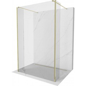 MEXEN/S Kioto Sprchová zástěna WALK-IN volněstojící 100 x 30 x 30 cm, transparent, zlatá 800-100-030-222-50-00-030