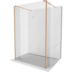 MEXEN/S Kioto Sprchová zástěna WALK-IN volněstojící 100 x 30 x 30 cm, transparent, měď kartáčovaná 800-100-030-222-65-00-030