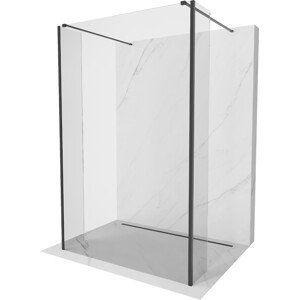 MEXEN/S Kioto Sprchová zástěna WALK-IN volněstojící 100 x 30 x 30 cm, transparent, černá 800-100-030-222-70-00-030