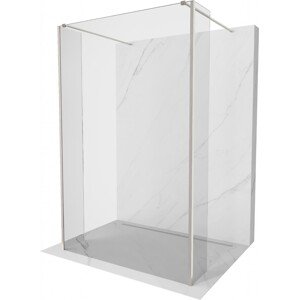 MEXEN/S Kioto Sprchová zástěna WALK-IN volněstojící 100 x 30 x 30 cm, transparent, nikl kartáčovaná 800-100-030-222-97-00-030