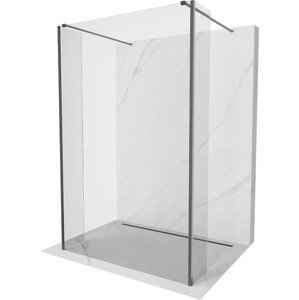 MEXEN/S Kioto Sprchová zástěna WALK-IN volněstojící 105 x 30 x 30 cm, transparent, gun gray kartáčovaná 800-105-030-222-66-00-030