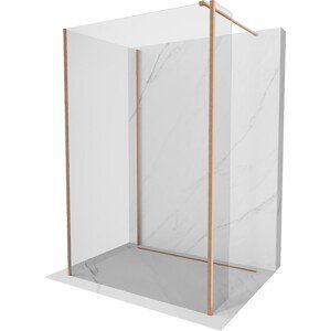 MEXEN/S Kioto Sprchová zástěna WALK-IN 90 x 80 x 40 cm, transparent, měď kartáčovaná 800-090-080-221-65-00-040