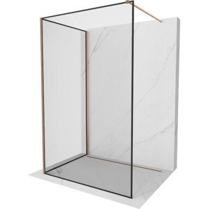 MEXEN/S Kioto Sprchová zástěna WALK-IN 90 x 90 cm, černý vzor, měď kartáčovaná 800-090-212-65-70-090