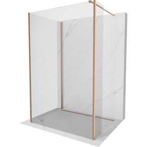 MEXEN/S Kioto Sprchová zástěna WALK-IN 100 x 85 x 40 cm, transparent, měď kartáčovaná 800-100-085-221-65-00-040