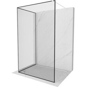 MEXEN/S Kioto Sprchová zástěna WALK-IN 130 x 110 cm, černý vzor, bílá 800-130-212-20-70-110