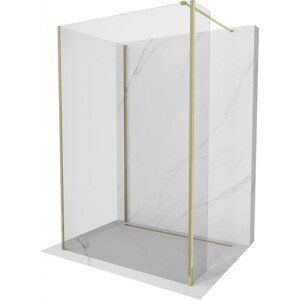 MEXEN/S Kioto Sprchová zástěna WALK-IN 90 x 80 x 30 cm, transparent, zlatá 800-090-080-221-50-00-030