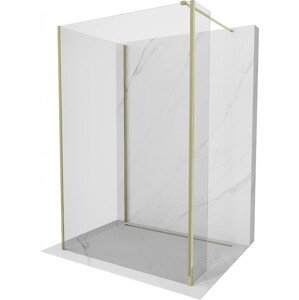 MEXEN/S Kioto Sprchová zástěna WALK-IN 90 x 80 x 40 cm, transparent, zlatá 800-090-080-221-50-00-040