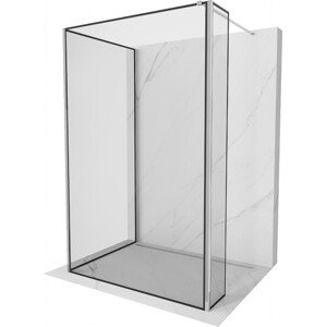 MEXEN/S Kioto Sprchová zástěna WALK-IN 120 x 110 x 40 cm, černý vzor, chrom 800-120-110-221-01-70-040