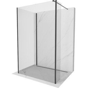 MEXEN/S Kioto Sprchová zástěna WALK-IN 100 x 70 x 30 cm, transparent, černá 800-100-070-221-70-00-030