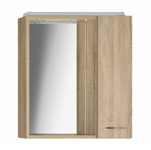 AQUALINE ZOJA/KERAMIA FRESH galerka s LED osvětlením, 60x60x14cm, pravá, dub platin 45028