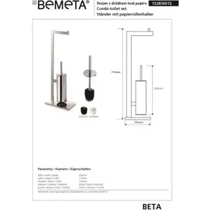 Bemeta BETA stojan s držákem toaletního papíru a WC štětkou, chrom 132836012