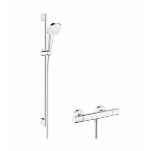 HANSGROHE Croma Select E Sprchový set Vario s termostatem, 3 proudy, sprchová tyč 900 mm, bílá/chrom 27082400