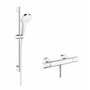 HANSGROHE Croma Select S Sprchový set Vario s termostatem, 3 proudy, sprchová tyč 650 mm, bílá/chrom 27013400