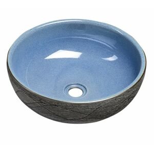 SAPHO PRIORI keramické umyvadlo, průměr 41cm, 15cm, modrá/šedá PI020