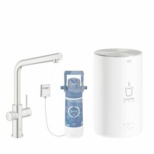 GROHE Red Dřezová baterie Duo s ohřevem vody a filtrací, zásobník M, supersteel 30327DC1