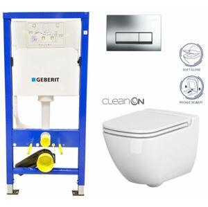 GEBERIT DuofixBasic s chromovým tlačítkem DELTA51 + WC CERSANIT CLEANON CASPIA + SEDÁTKO 458.103.00.1 CP1