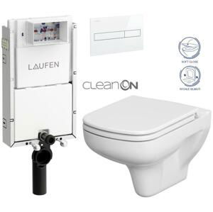 LAUFEN Podomít. systém LIS TW1 SET s bílým tlačítkem + WC CERSANIT CLEANON COLOUR + SEDÁTKO H8946630000001BI CN1