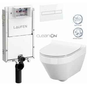 LAUFEN Podomít. systém LIS TW1 SET s bílým tlačítkem + WC CERSANIT CLEANON CREA OVÁL + SEDÁTKO H8946630000001BI CR1