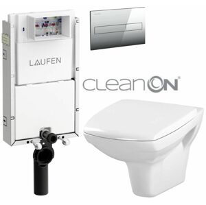 LAUFEN Podomít. systém LIS TW1 SET s chromovým tlačítkem + WC CERSANIT CLEANON CARINA + SEDÁTKO H8946630000001CR CA1