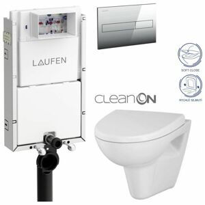 LAUFEN Podomít. systém LIS TW1 SET s chromovým tlačítkem + WC CERSANIT CLEANON PARVA + SEDÁTKO H8946630000001CR PA1