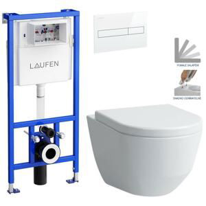 LAUFEN Rámový podomítkový modul CW1 SET s bílým tlačítkem + WC LAUFEN PRO + SEDÁTKO H8946600000001BI LP3