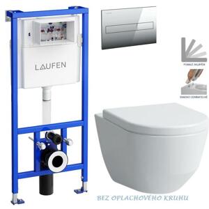 LAUFEN Rámový podomítkový modul CW1 SET s chromovým tlačítkem + WC LAUFEN PRO RIMLESS + SEDÁTKO H8946600000001CR LP1