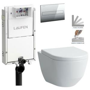 LAUFEN Podomít. systém LIS TW1 SET s chromovým tlačítkem + WC LAUFEN PRO + SEDÁTKO H8946630000001CR LP3