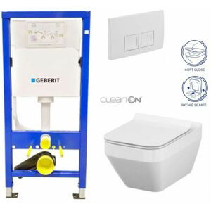 Geberit Duofix tlačítko DELTA50 bílé WC CERSANIT CREA ČTVEREC CLEANON + SEDÁTKO 458.103.00.1 50BI CR2