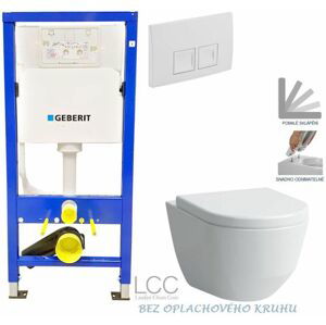 GEBERIT DuofixBasic s bílým tlačítkem DELTA50 + WC LAUFEN PRO LCC RIMLESS + SEDÁTKO 458.103.00.1 50BI LP2