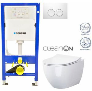 GEBERIT DuofixBasic s bílým tlačítkem DELTA21 + WC CERSANIT ZEN CLEANON + SEDÁTKO 458.103.00.1 21BI HA1