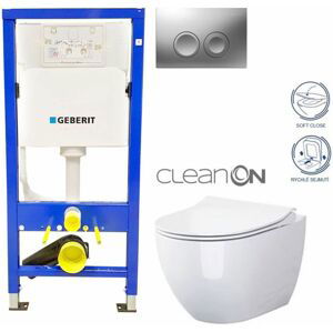 GEBERIT DuofixBasic s matným tlačítkem DELTA21 + WC CERSANIT ZEN CLEANON + SEDÁTKO 458.103.00.1 21MA HA1