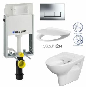 GEBERIT KOMBIFIXBasic vč. chromového tlačítka DELTA 51 + WC CERSANIT CLEANON PARVA + SEDÁTKO 110.100.00.1 51CR PA2