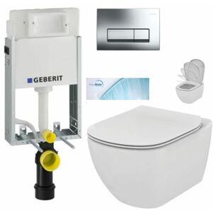 GEBERIT KOMBIFIXBasic vč. chromového tlačítka DELTA 51 + WC Ideal Standard Tesi se sedátkem SoftClose, AquaBlade  110.100.00.1 51CR TE1