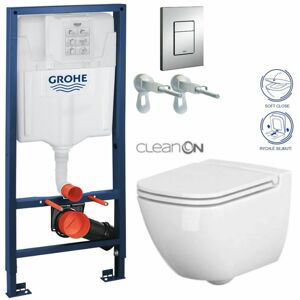 Rapid SL pro závěsné WC 38528SET s chromovou deskou + WC CERSANIT CLEANON CASPIA + SEDÁTKO 38772001 CP1