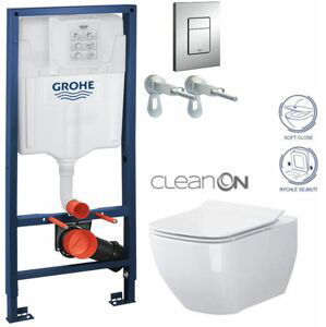 Rapid SL pro závěsné WC 38528SET s chromovou deskou + WC CERSANIT VIRGO CLEANON + SEDÁTKO 38772001 ME1