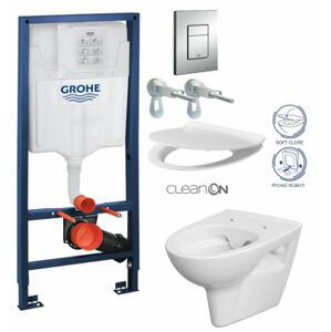 Rapid SL pro závěsné WC 38528SET s chromovou deskou + WC CERSANIT CLEANON PARVA + SEDÁTKO 38772001 PA2