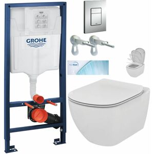 Rapid SL pro závěsné WC 38528SET s chromovou deskou + WC Ideal Standard Tesi se sedátkem SoftClose, AquaBlade  38772001 TE1