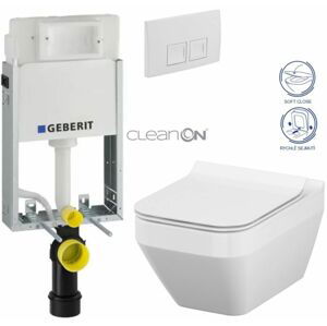 GEBERIT KOMBIFIXBasic vč. bílého  tlačítka DELTA 50 + WC CERSANIT CLEANON CREA čtverec + SEDÁTKO 110.100.00.1 50BI CR2