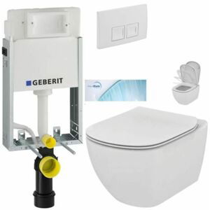 GEBERIT KOMBIFIXBasic vč. bílého tlačítka DELTA 50 + WC Ideal Standard Tesi se sedátkem SoftClose, AquaBlade 110.100.00.1 50BI TE1