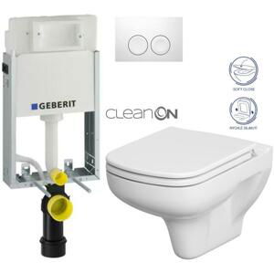 GEBERIT KOMBIFIXBasic vč. bílého tlačítka DELTA 21 + WC CERSANIT CLEANON COLOUR + SEDÁTKO 110.100.00.1 21BI CN1