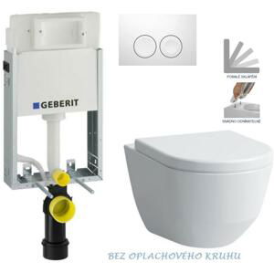 Geberit KOMBIFIX Basic tlačítko DELTA 21 Bílé WC LAUFEN PRO RIMLESS + SEDÁTKO 110.100.00.1 21BI LP1