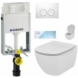 GEBERIT KOMBIFIXBasic vč. bílého tlačítka DELTA 21 + WC Ideal Standard Tesi se sedátkem SoftClose, AquaBlade 110.100.00.1 21BI TE1