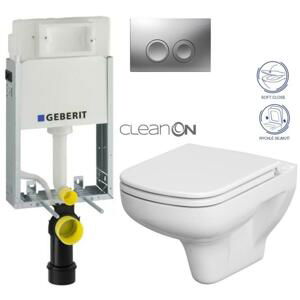 GEBERIT KOMBIFIXBasic vč. matného tlačítka DELTA 25 + WC CERSANIT CLEANON COLOUR + SEDÁTKO 110.100.00.1 21MA CN1