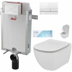 ALCADRAIN Renovmodul předstěnový instalační systém s bílým tlačítkem M1710 + WC Ideal Standard Tesi se sedátkem SoftClose, AquaBlade  AM115/1000 M1710 TE1