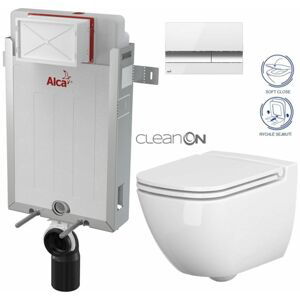 ALCADRAIN Renovmodul předstěnový instalační systém s bílým/ chrom tlačítkem M1720-1 + WC CERSANIT CLEANON CASPIA + SEDÁTKO AM115/1000 M1720-1 CP1